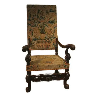 antique-late-19th-century-charles-ii-style-walnut-chair-w-needlepoint-upholstery | Work of Man