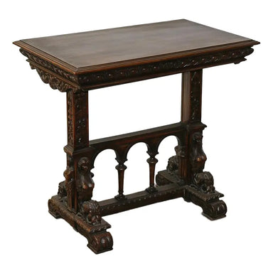 antique-late-19th-century-renaissance-revival-carved-walnut-stand | Work of Man