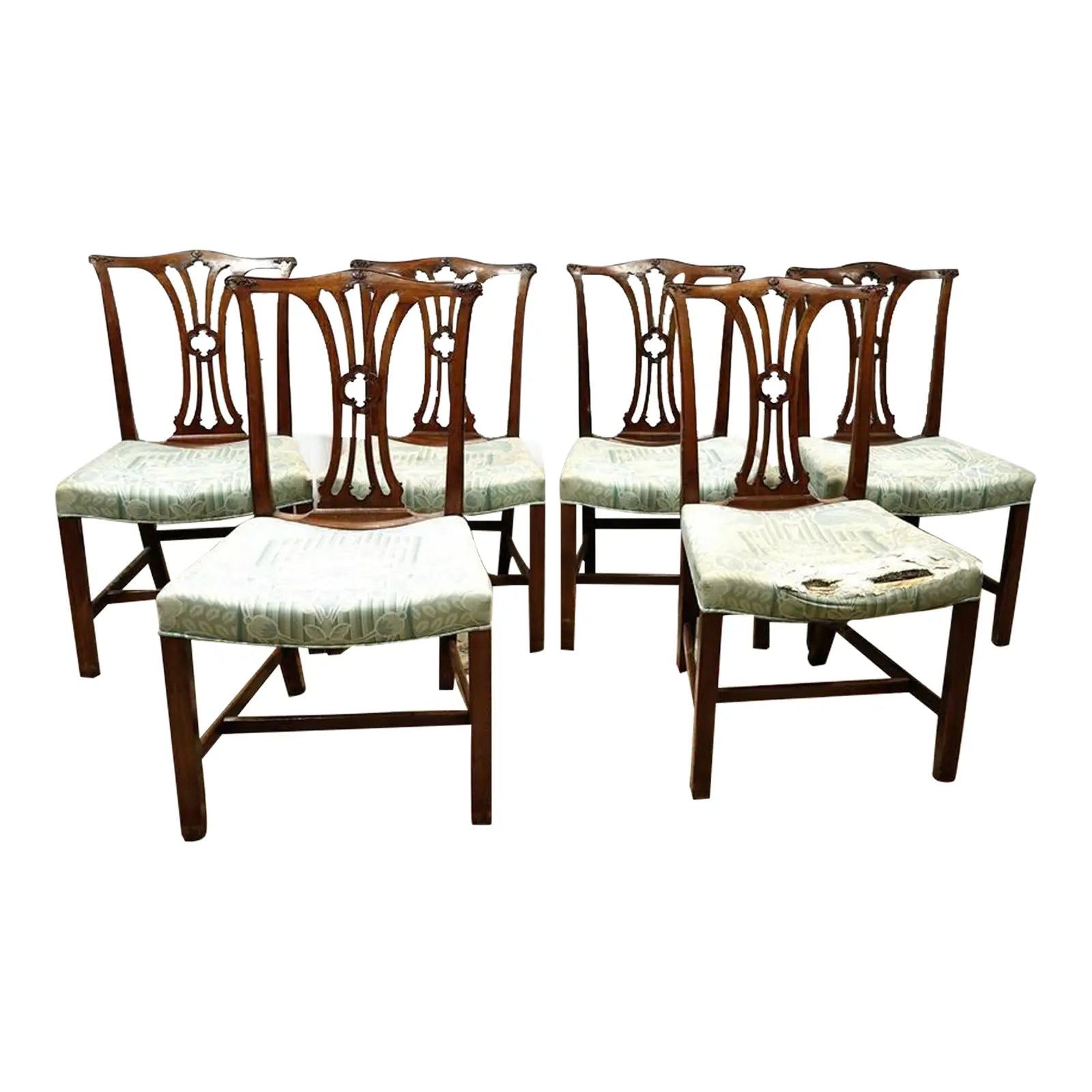 antique-set-of-6-early-19th-century-chippendale-style-mahogany-dining-chairs | Work of Man