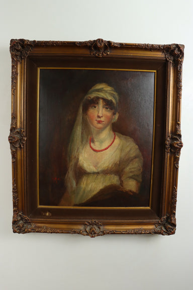 TE Morton - American School - Late 19th C Portrait of a Lady - Oil on Canvas Painting | Work of Man