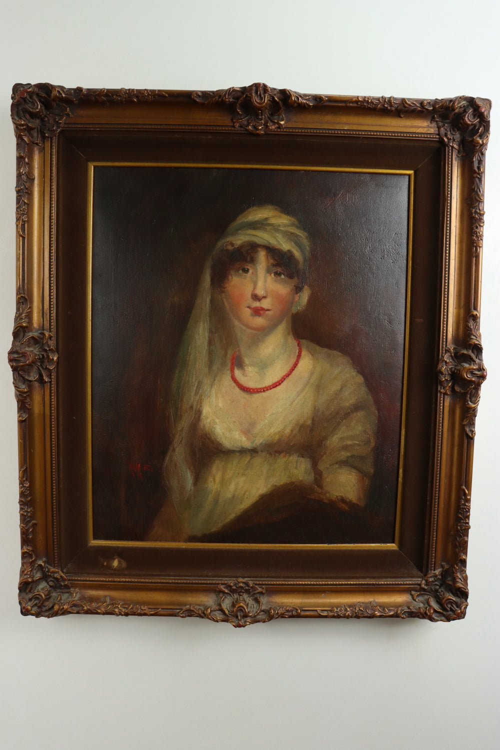 AW422: TE Morton - American School - Late 19th C Portrait of a Lady - Oil on Canvas