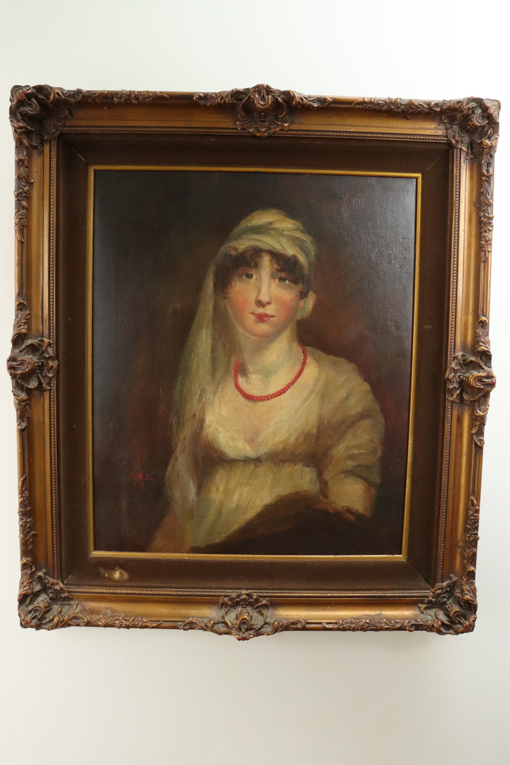 AW422: TE Morton - American School - Late 19th C Portrait of a Lady - Oil on Canvas