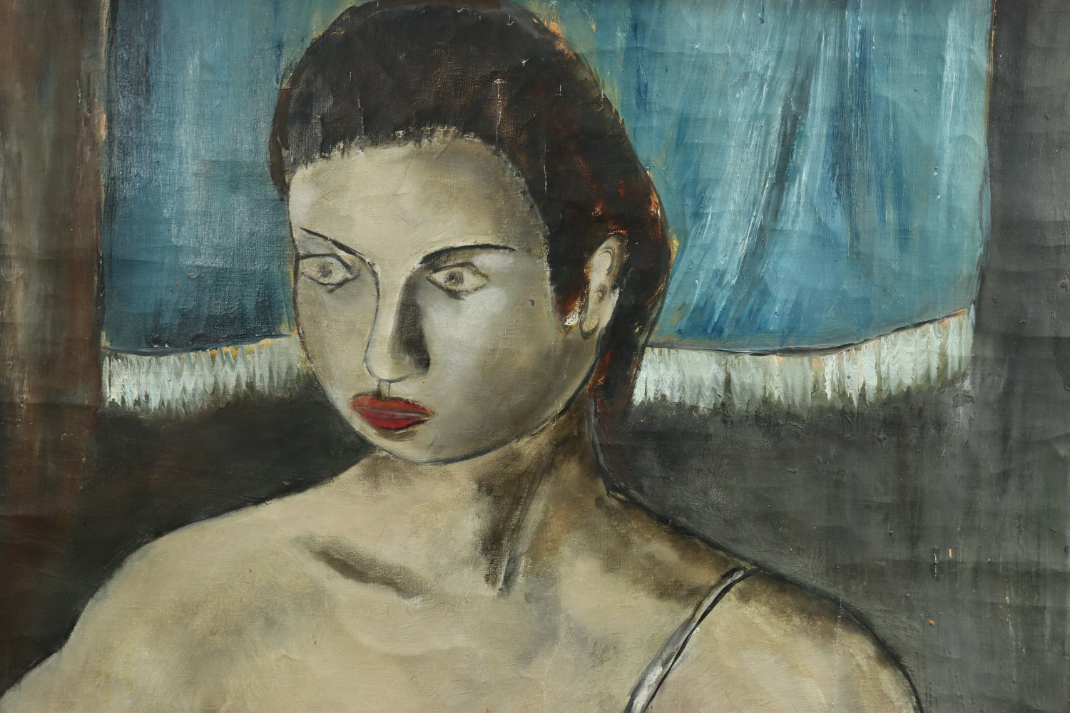 AW536: Karl Eugene Fortess - WPA & Woodstock Artist - Expressionist Portrait - Oil on Canvas