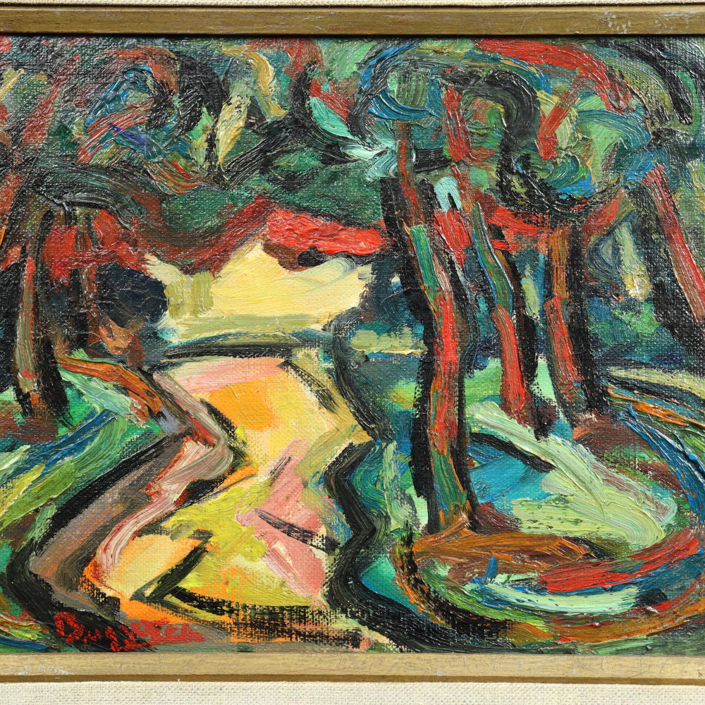 AW551: Maxim Bugzester - Polish/ American, Circa 1940 - Fauvist Landscape - Oil on Canvas