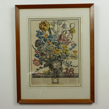 C 1730 Robert Furber - March Floral Calendar Hand Colored Etching - Engraved by H. Fletcher | Work of Man