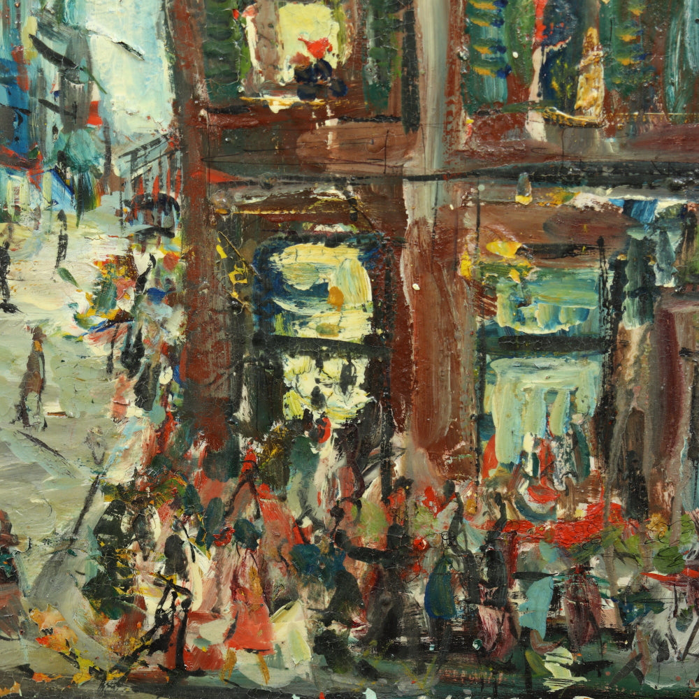 AW419: Pascal Cucaro -Mid Century Street Scene - Oil on Board