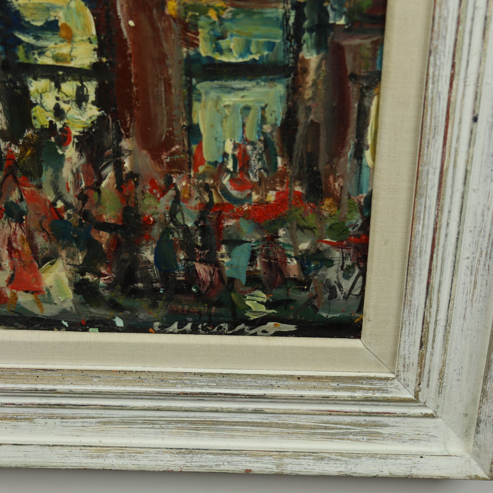 AW419: Pascal Cucaro -Mid Century Street Scene - Oil on Board