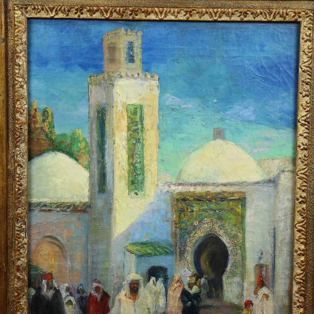 AW567: Mary H Wicker - "Arab Bazaar" - Early 20th Century - Oil on Canvas