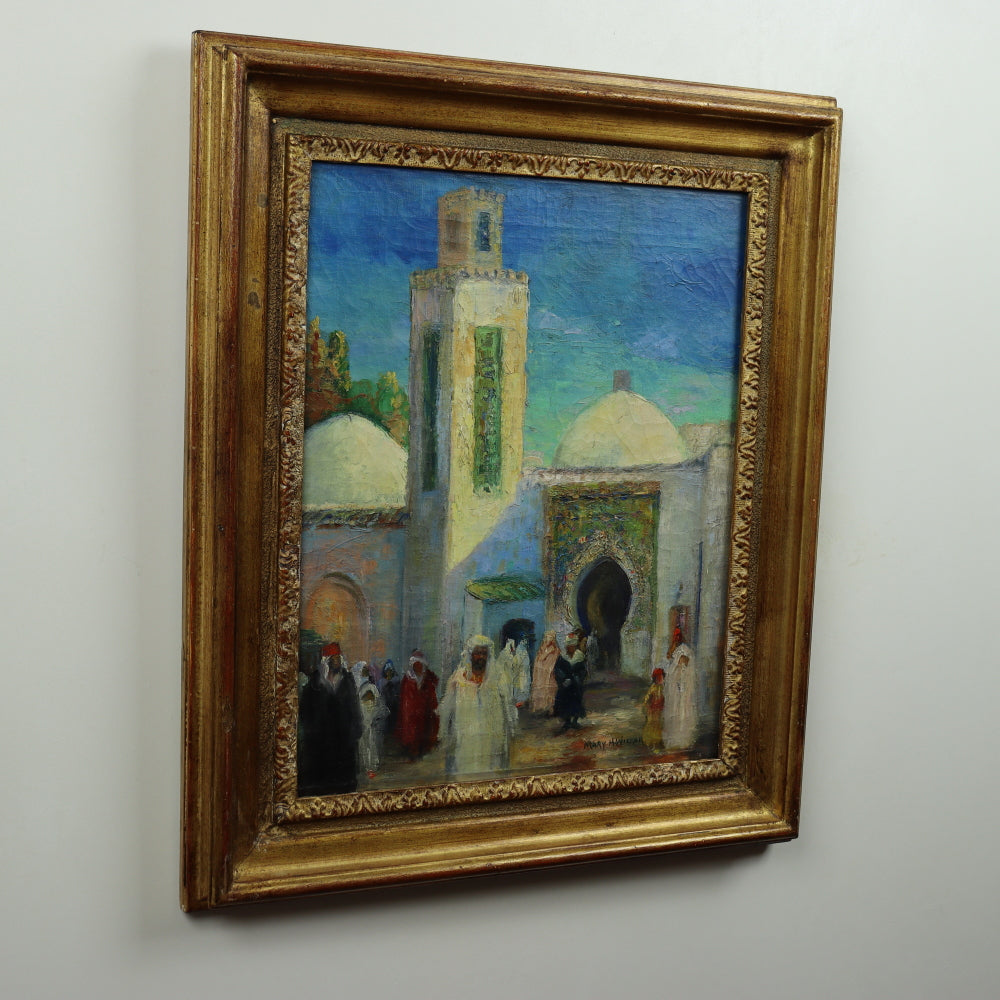 AW567: Mary H Wicker - "Arab Bazaar" - Early 20th Century - Oil on Canvas