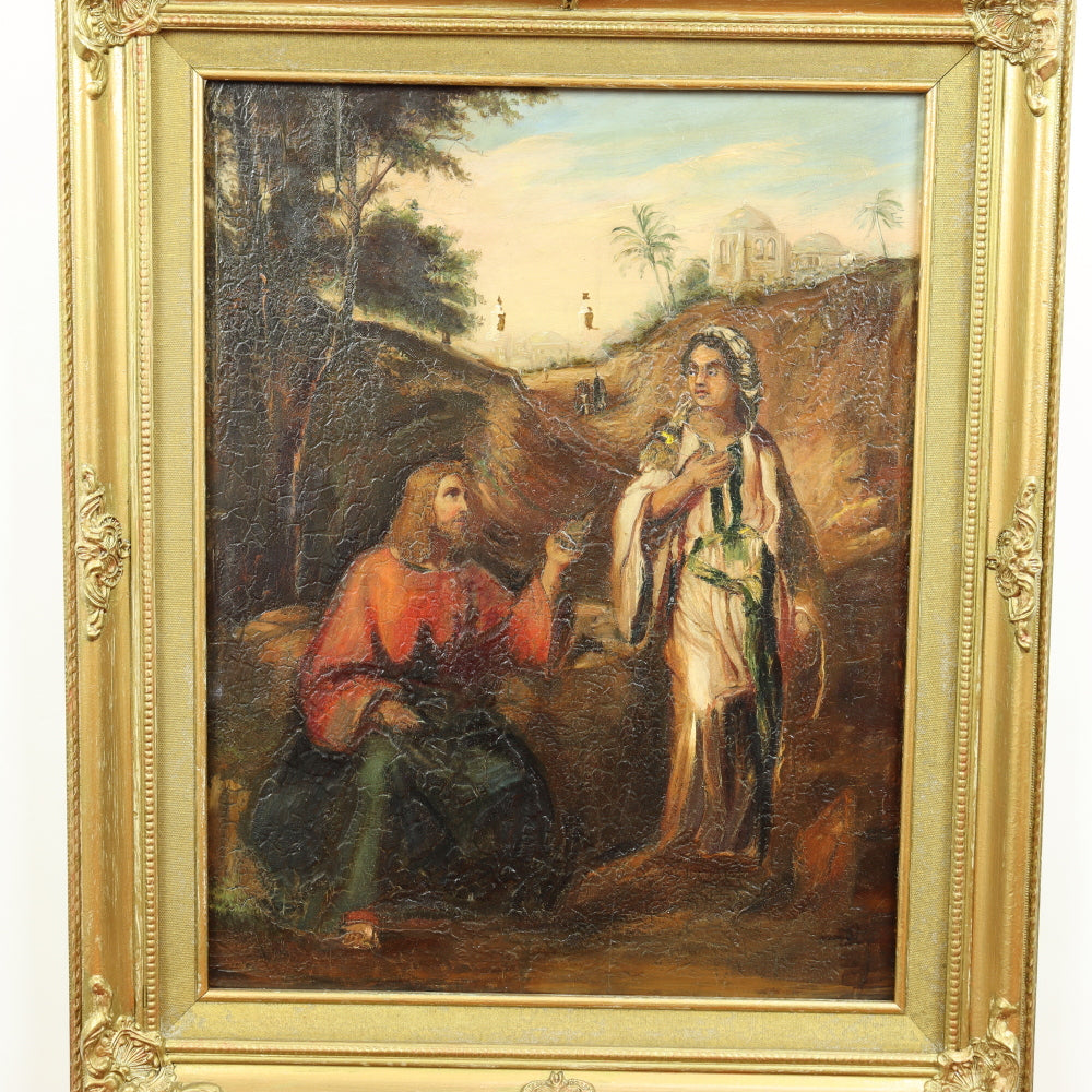 AW601: European School - Christ and the Samaritan Woman at the Well - Late 18th Century - Oil on Canvas