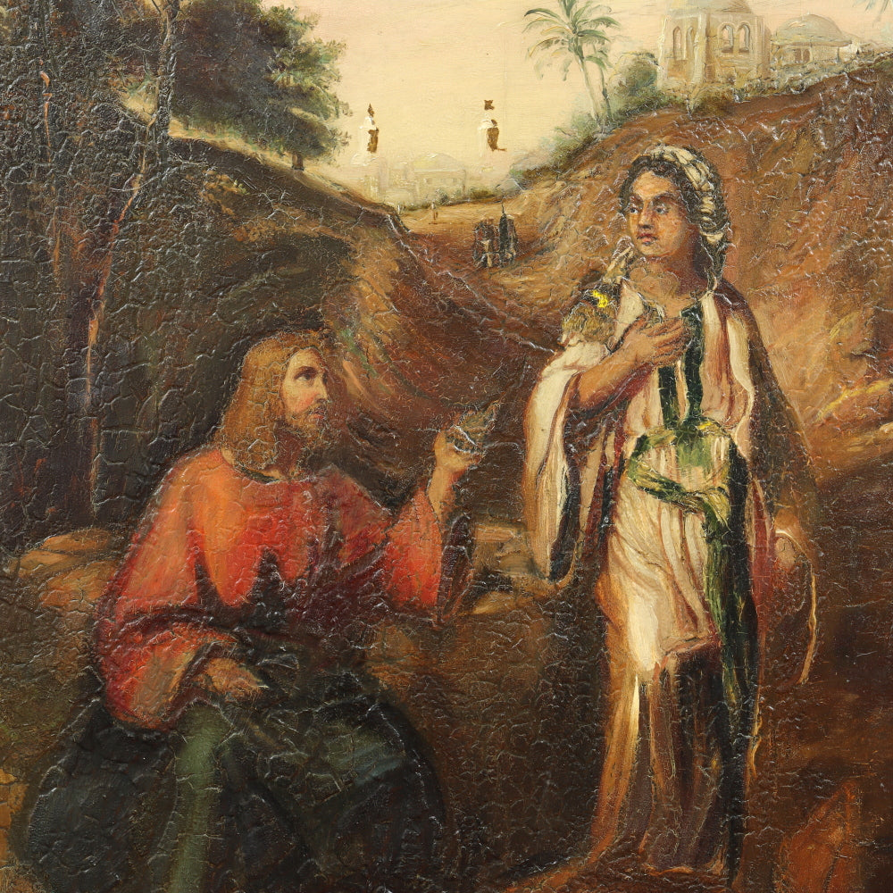 AW601: European School - Christ and the Samaritan Woman at the Well - Late 18th Century - Oil on Canvas