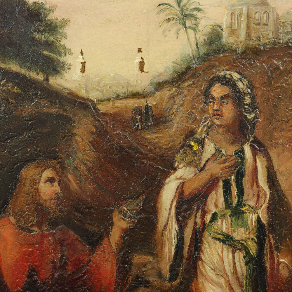 AW601: European School - Christ and the Samaritan Woman at the Well - Late 18th Century - Oil on Canvas