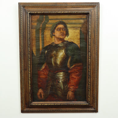 Early 20th C Portrait of Young Spanish Conquistador Oil on Canvas Painting | Work of Man