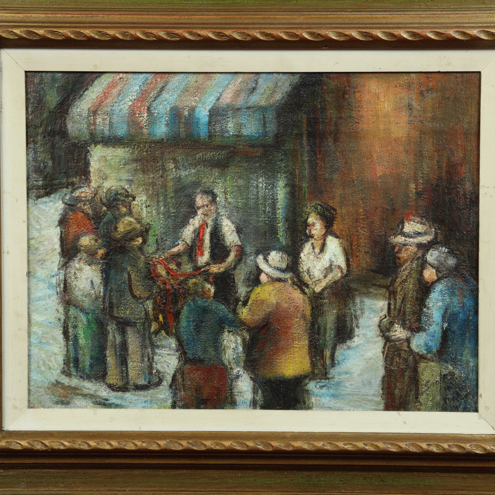 AW603: Early 20th C Ashcan School - "City Merchant #1" - Illegibly Signed Oil on Canvas