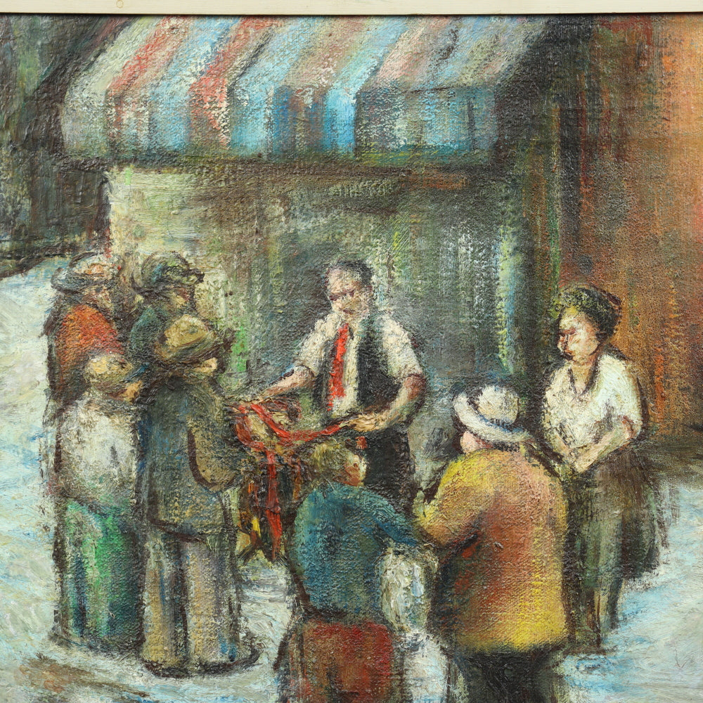 AW603: Early 20th C Ashcan School - "City Merchant #1" - Illegibly Signed Oil on Canvas