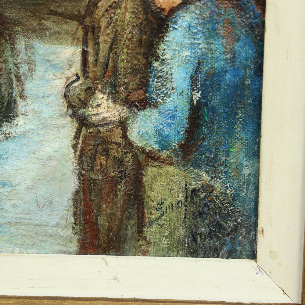 AW603: Early 20th C Ashcan School - "City Merchant #1" - Illegibly Signed Oil on Canvas