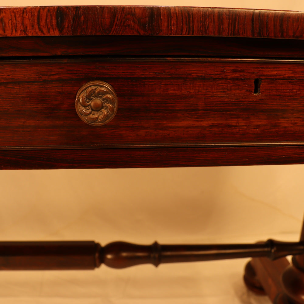 AF1-398: Antique English Regency Rosewood Library Table