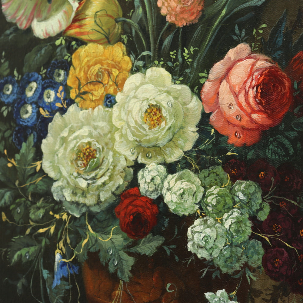 AW615: American School - 19th Century Floral Still Life in Period Frame - Oil on Canvas