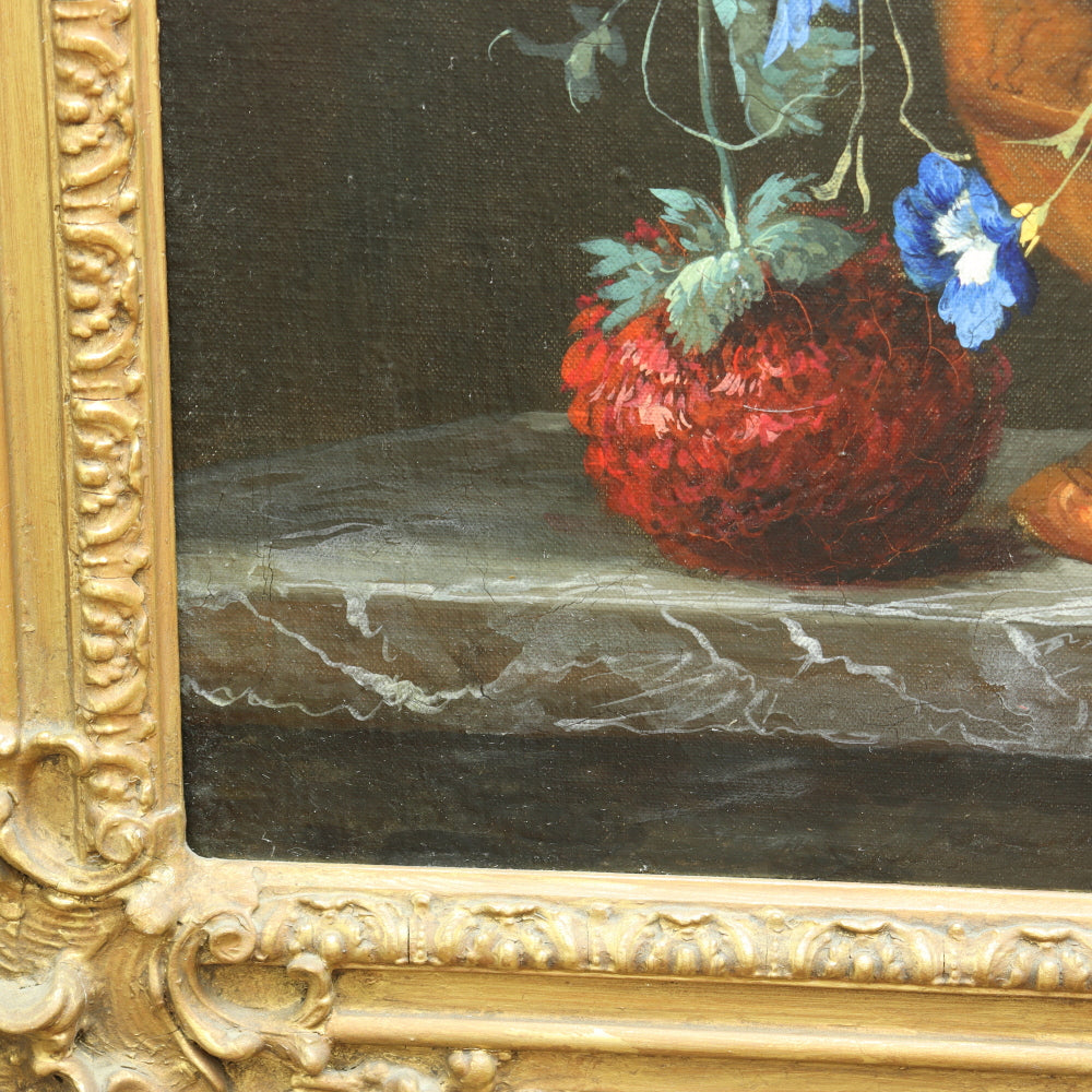 AW615: American School - 19th Century Floral Still Life in Period Frame - Oil on Canvas