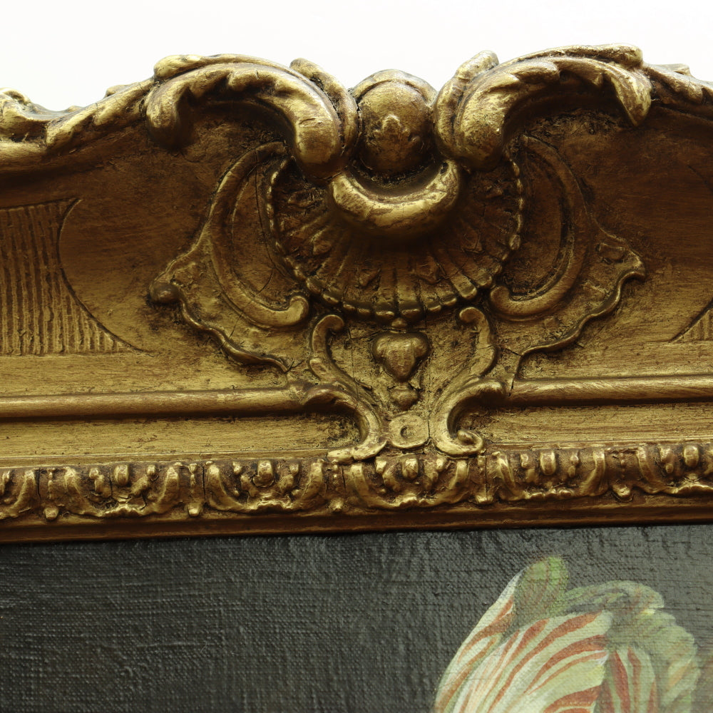 AW615: American School - 19th Century Floral Still Life in Period Frame - Oil on Canvas