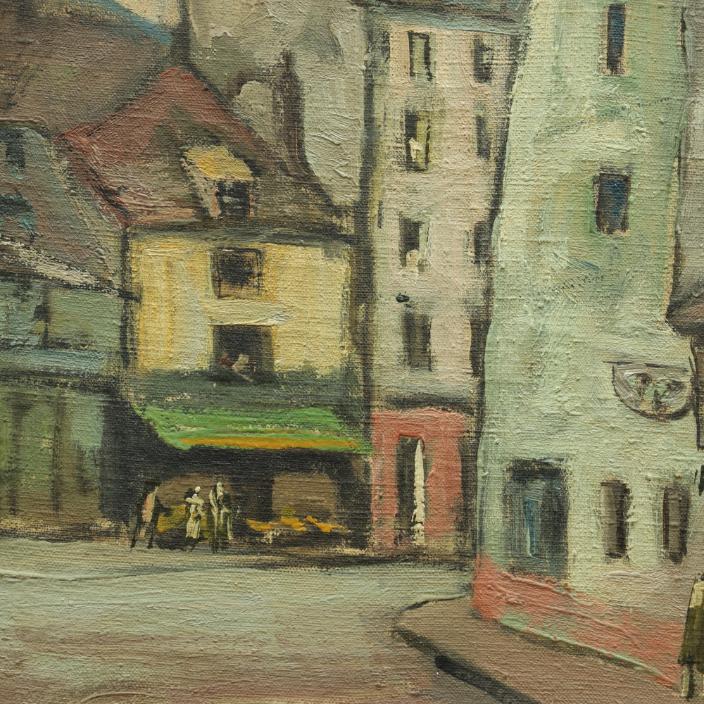 AW640 : Pair of Early 20th Century Parisian Montmartre Street Scenes Oil on Canvas Rene Quinton