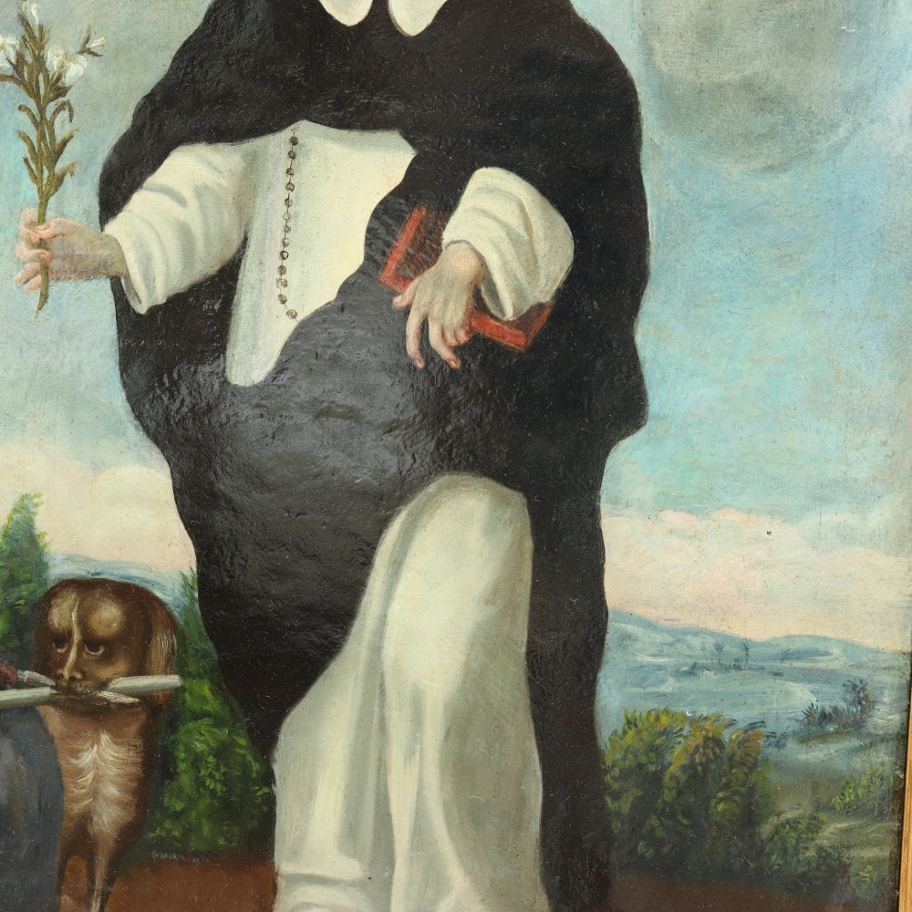 AW077: 18th Century Spanish Colonial School - Saint Dominic -  Oil on Canvas