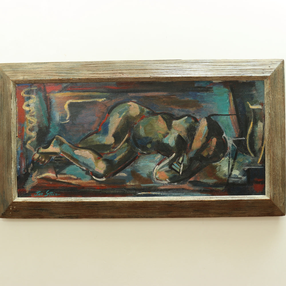 AW655: Joe Stein "Sleeping Nude" Abstract Oil on Canvas Mid Century