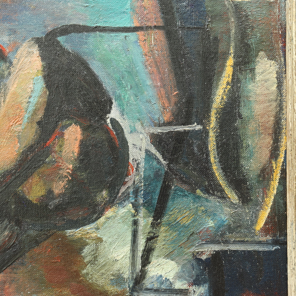 AW655: Joe Stein "Sleeping Nude" Abstract Oil on Canvas Mid Century