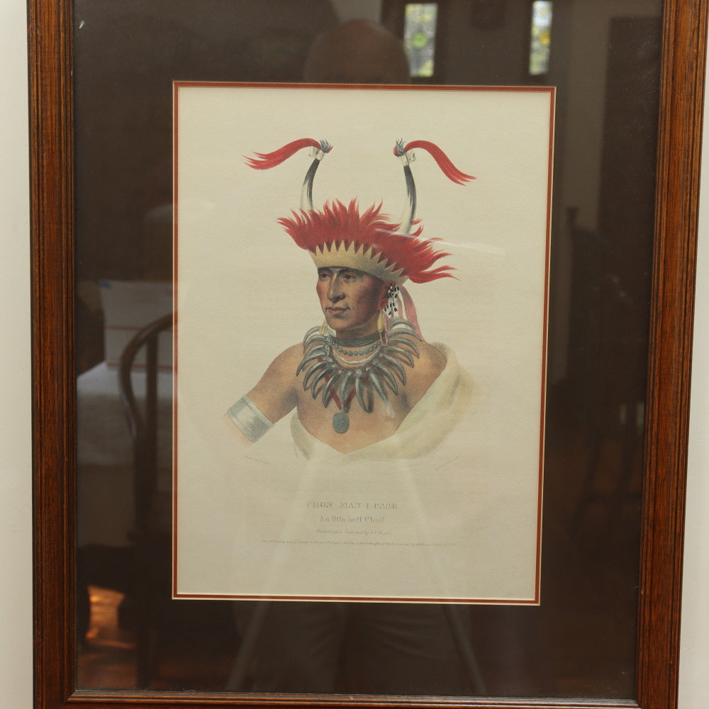 AW8-035: Chon-Mon-I-Case An Otto Half Chief Hand Colored Lithograph EC Biddle / Charles Bird King