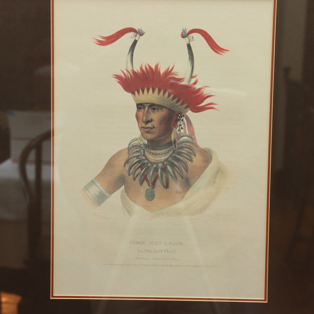 AW8-035: Chon-Mon-I-Case An Otto Half Chief Hand Colored Lithograph EC Biddle / Charles Bird King