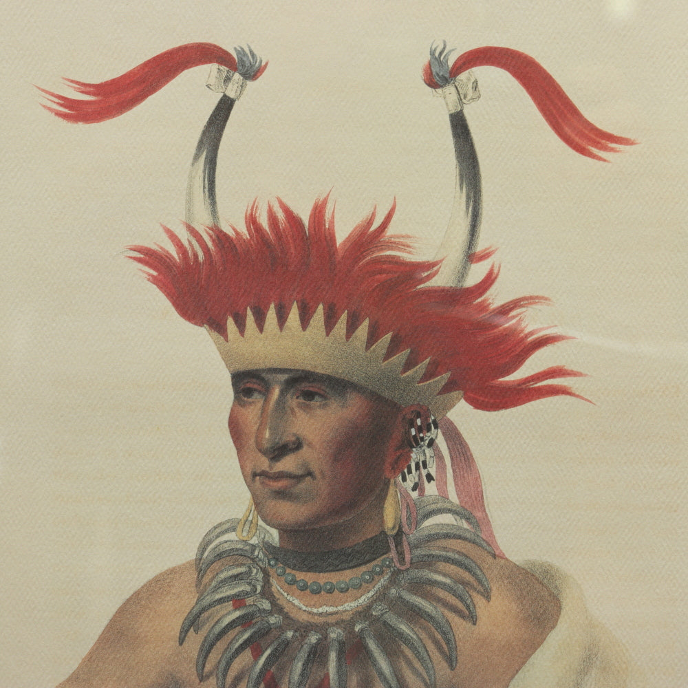 AW8-035: Chon-Mon-I-Case An Otto Half Chief Hand Colored Lithograph EC Biddle / Charles Bird King