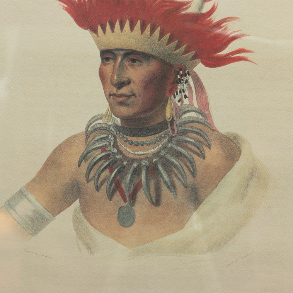 AW8-035: Chon-Mon-I-Case An Otto Half Chief Hand Colored Lithograph EC Biddle / Charles Bird King