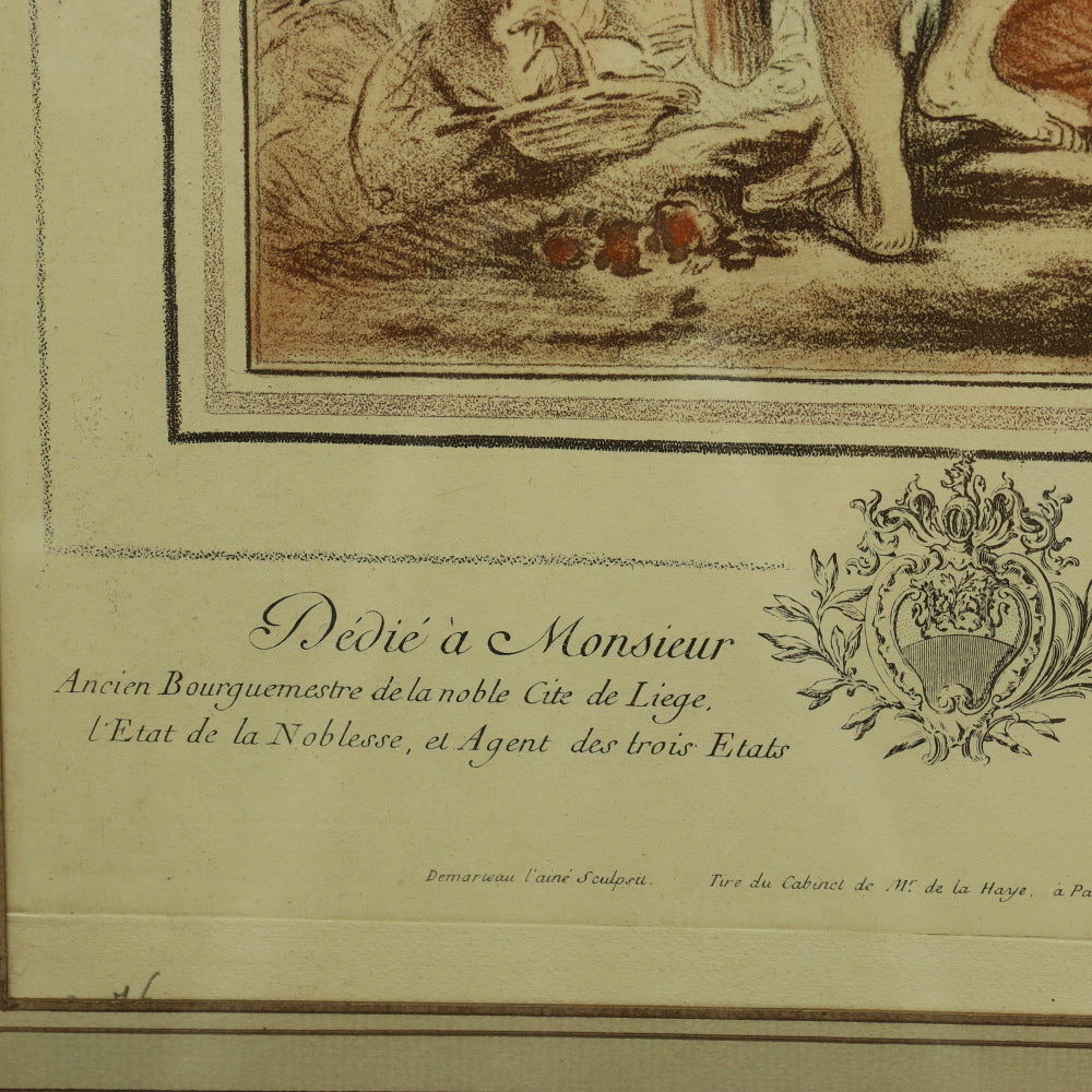 AW7-036: 19th Century Hand Colored Copper Engraving F. Boucher