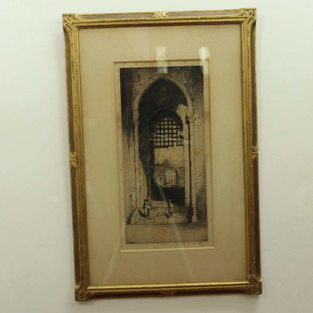 AW7-080: Late 19th C Etching of Arched Moorish Ached Doorway