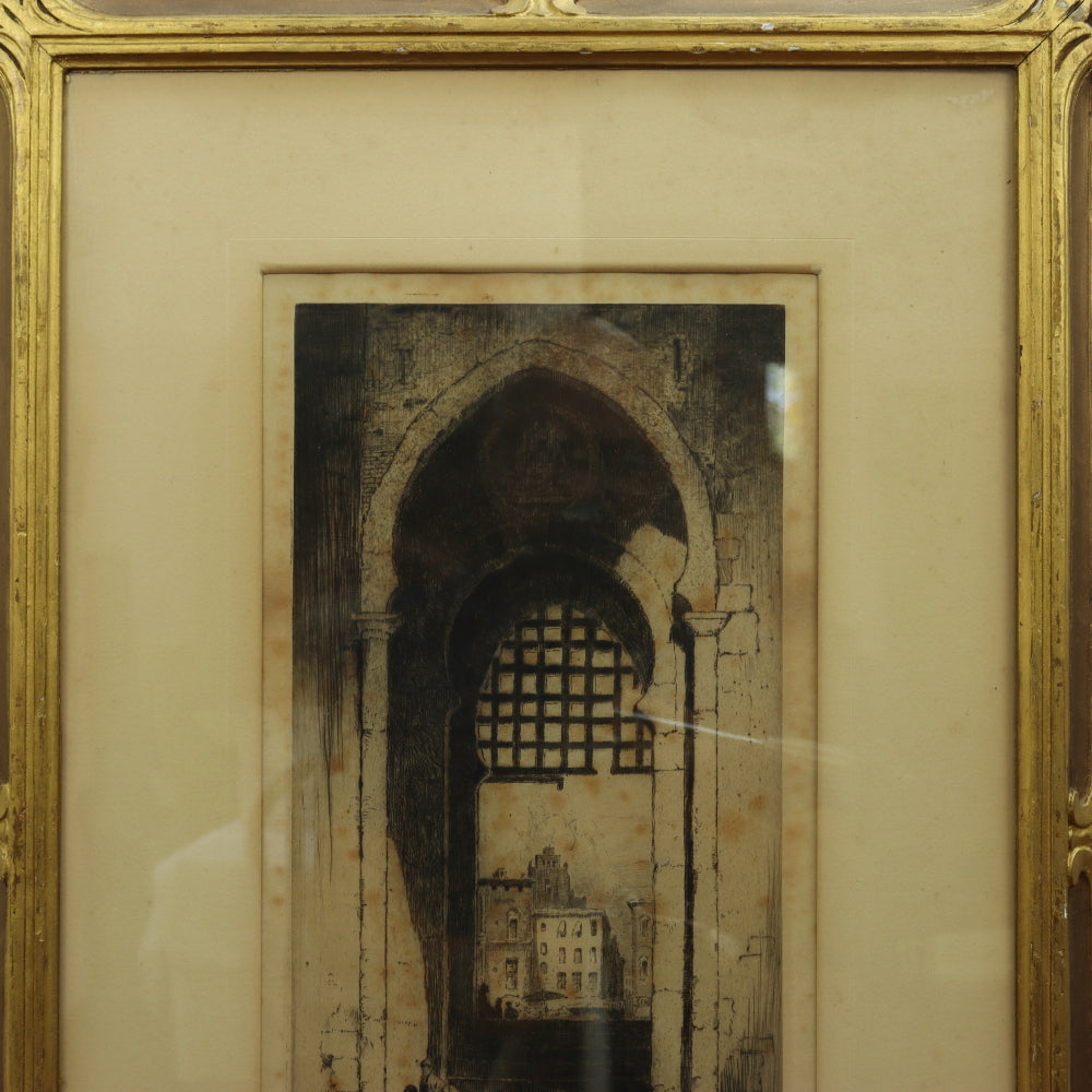 AW7-080: Late 19th C Etching of Arched Moorish Ached Doorway