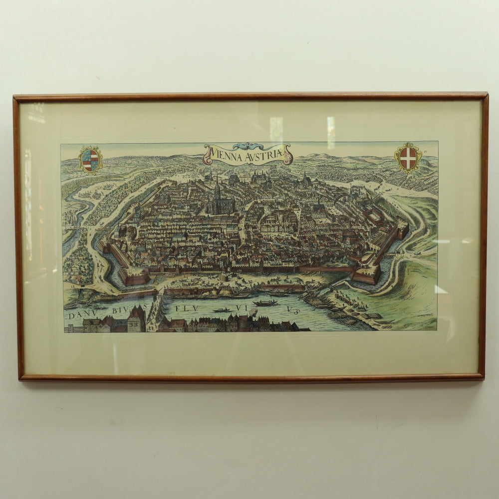 AW7-084: Later Hand Colored Engraving of 17th Century Vienna Austria Circa 1950