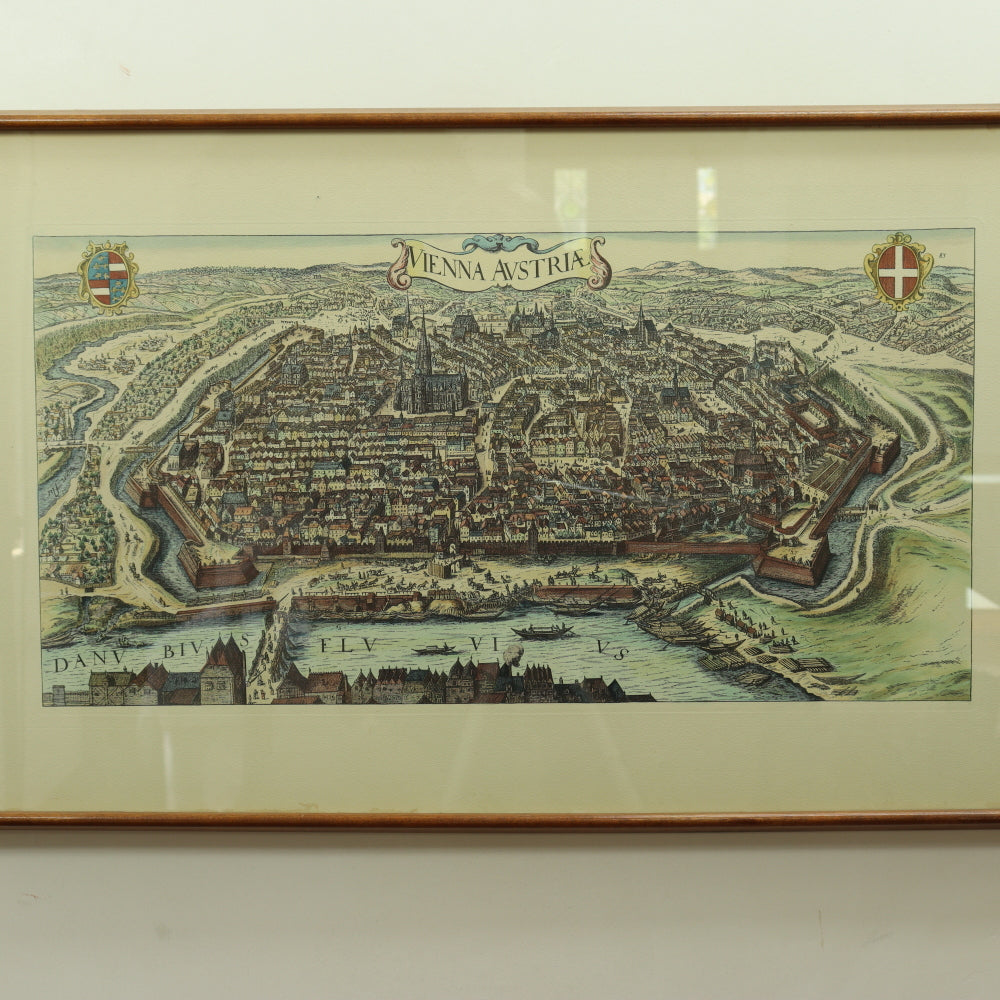 AW7-084: Later Hand Colored Engraving of 17th Century Vienna Austria Circa 1950