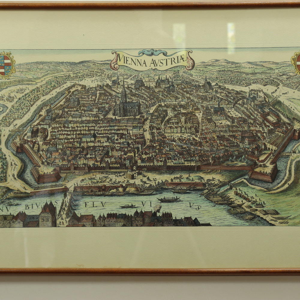 AW7-084: Later Hand Colored Engraving of 17th Century Vienna Austria Circa 1950