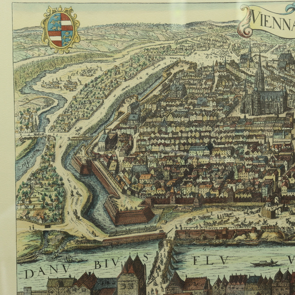 AW7-084: Later Hand Colored Engraving of 17th Century Vienna Austria Circa 1950