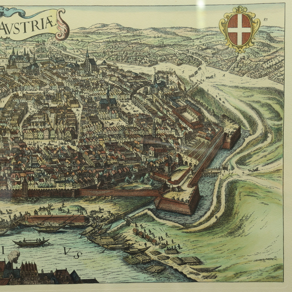 AW7-084: Later Hand Colored Engraving of 17th Century Vienna Austria Circa 1950