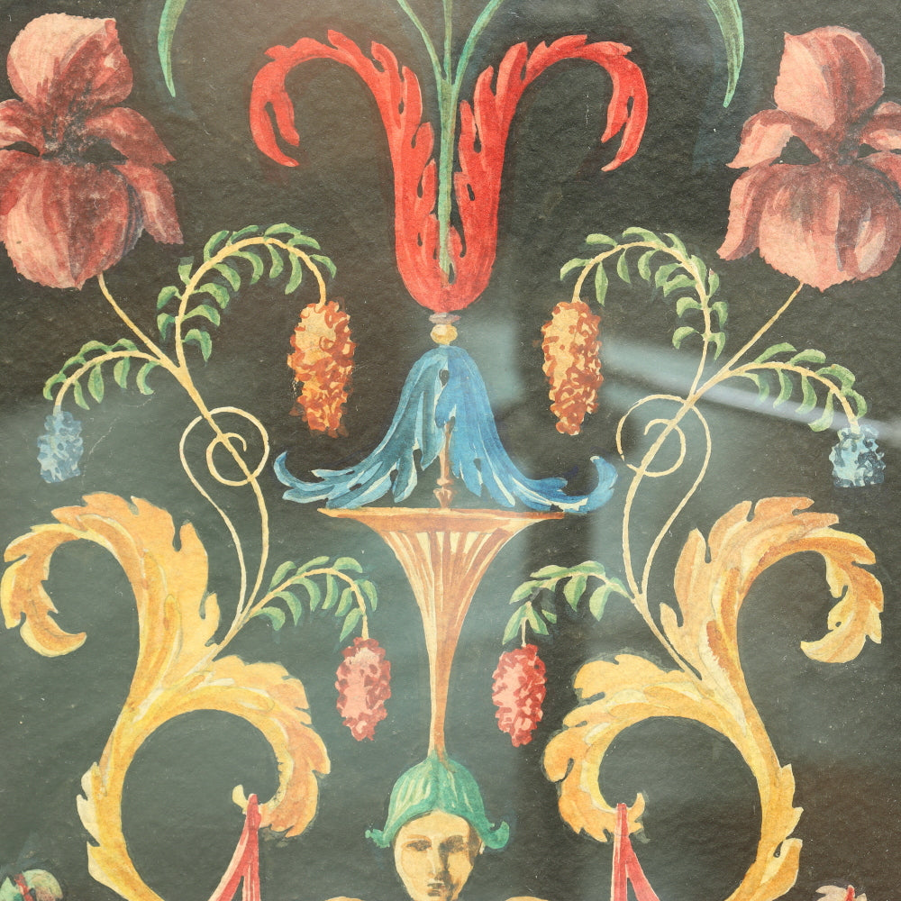 AW4-120: Late 19th Century Original Artwork of a Pompeiian Decorative Frieze - Gouache on Paper