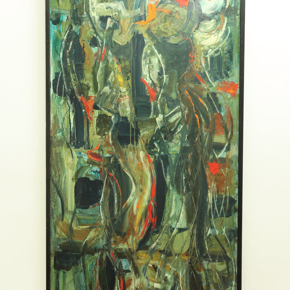 AW673: Priscilla  Frazer "Promenade" 1950 Abstract Oil on Board