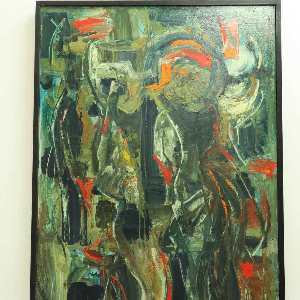 AW673: Priscilla  Frazer "Promenade" 1950 Abstract Oil on Board