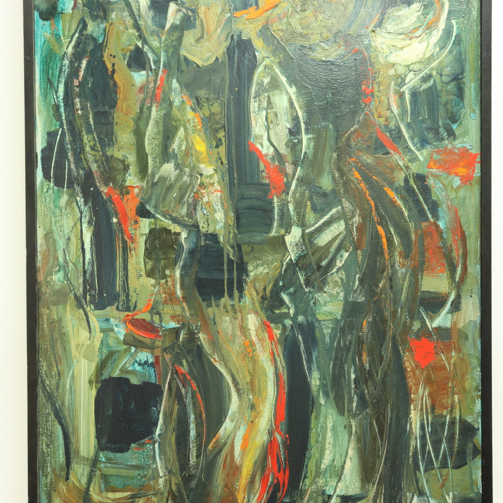 AW673: Priscilla  Frazer "Promenade" 1950 Abstract Oil on Board