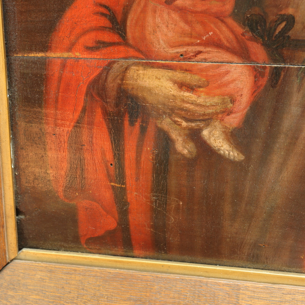 AW313: 18th Century European School - Joseph Holding Infant  Christ - Oil on Board