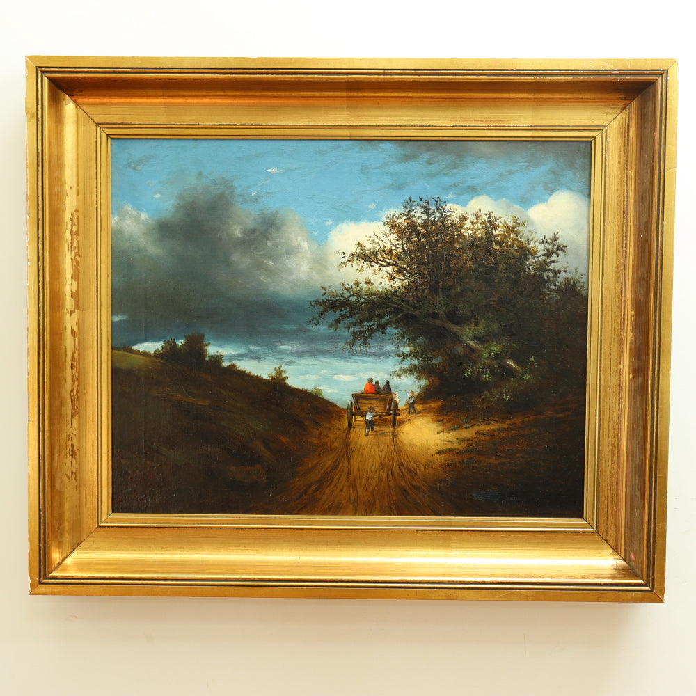 AW675: After Jules Dupre "On The Road" 19th Century Oil on Canvas