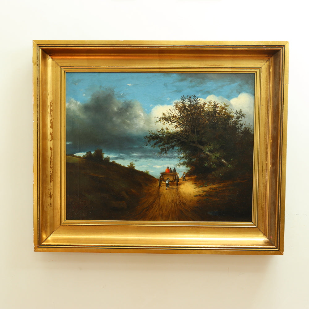 AW675: After Jules Dupre "On The Road" 19th Century Oil on Canvas