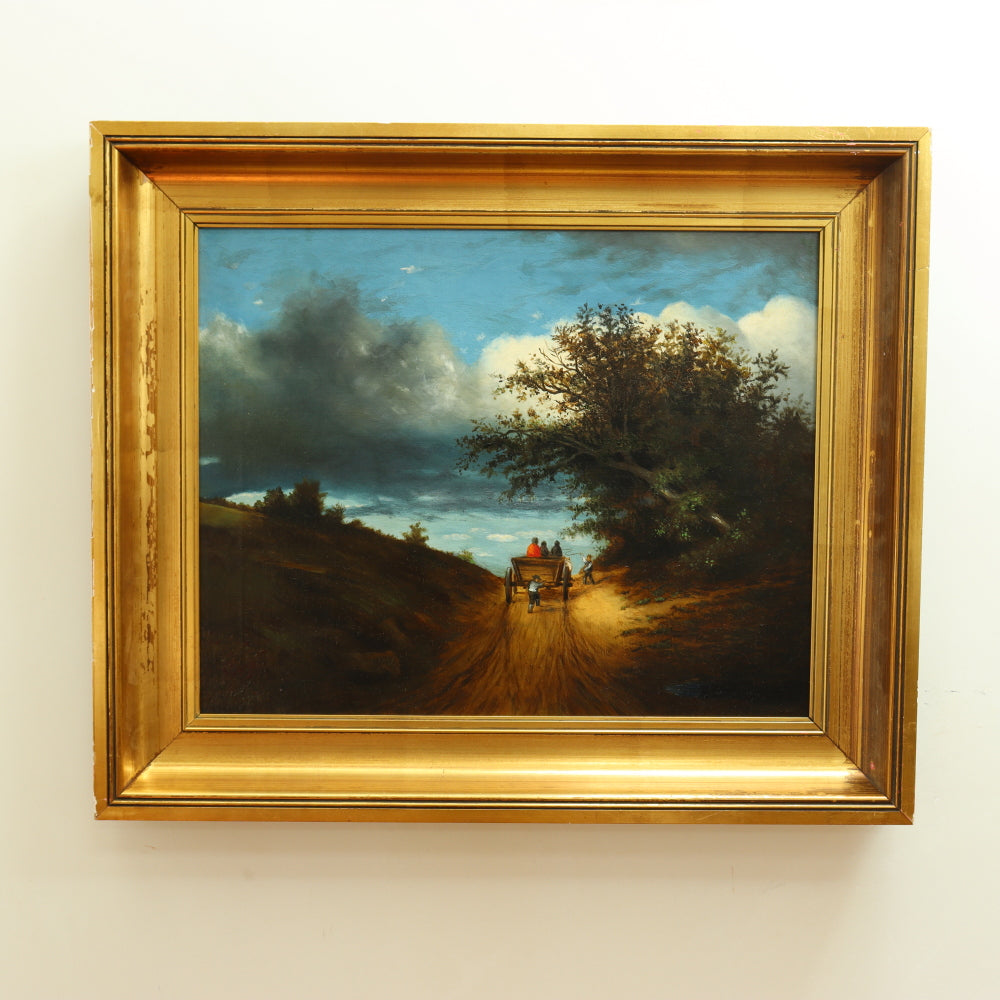 AW675: After Jules Dupre "On The Road" 19th Century Oil on Canvas