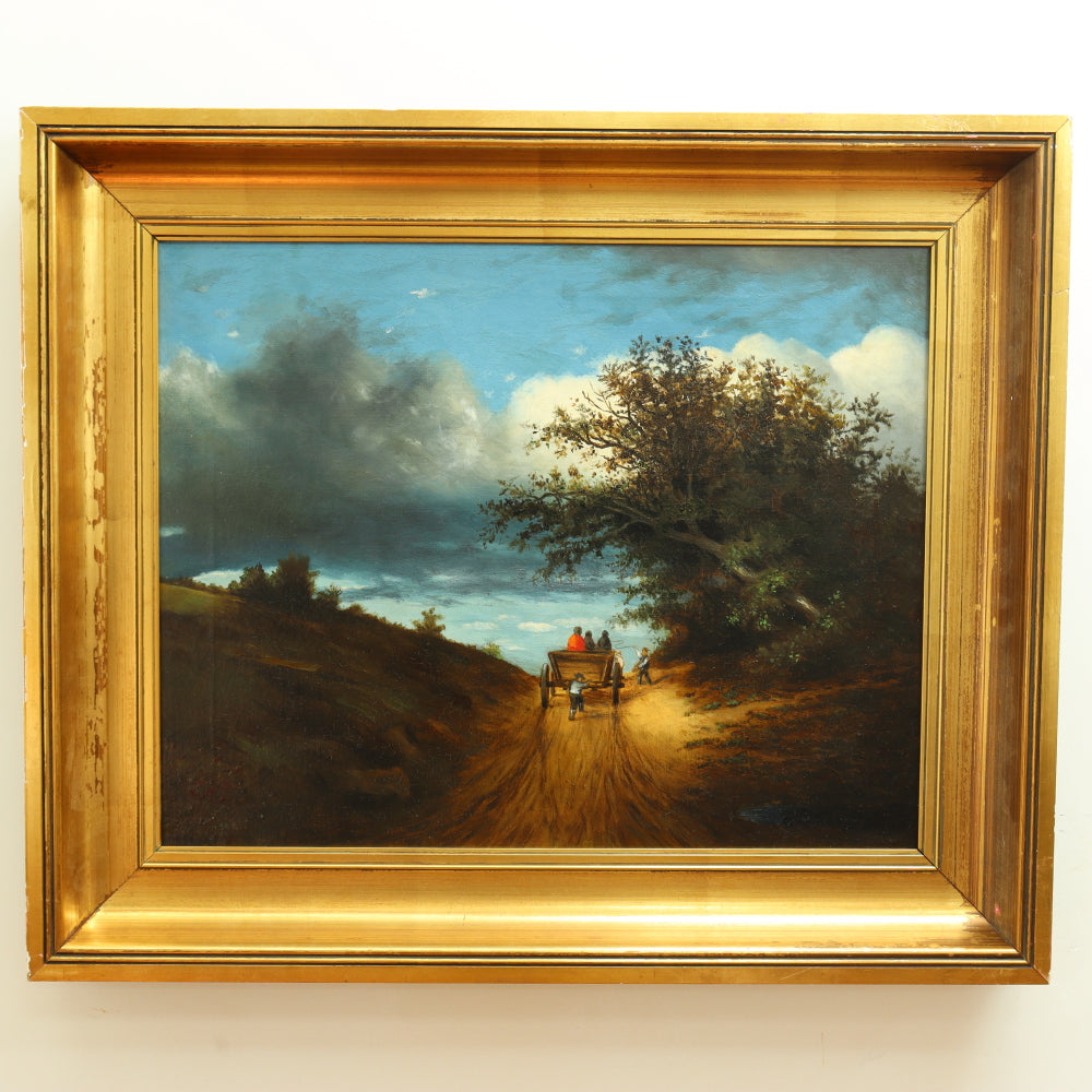 AW675: After Jules Dupre "On The Road" 19th Century Oil on Canvas