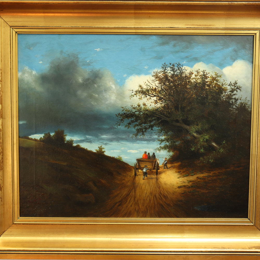 AW675: After Jules Dupre "On The Road" 19th Century Oil on Canvas